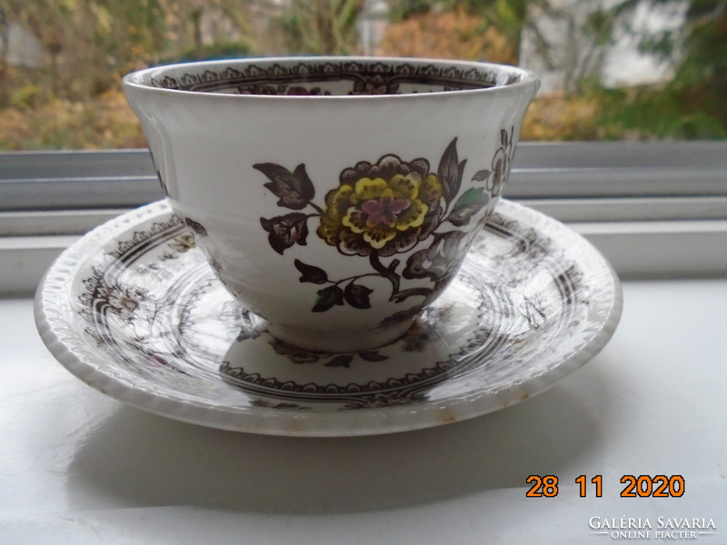 1960 Polychrome English cup with dorset pattern, wood & sons burslem