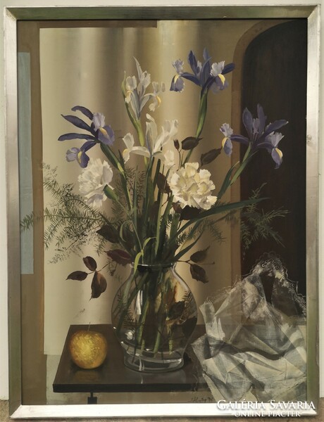Viola Záborszky (1935 - 2008) flower still life c. Your painting with an original guarantee!