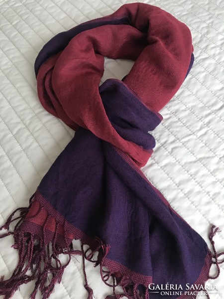 Handmade scarf from Nepal with double material weaving, 190 x 47 cm