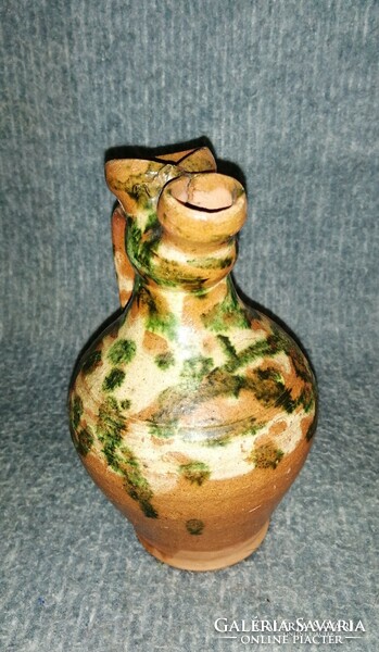 Drip-glazed drinking jar with rattle 16 cm high (14/d)