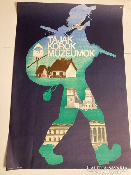 Szyksznian Wanda (1948-): Tájak Korok Múzeumok országos mozgalom reklámplakátja, 1977