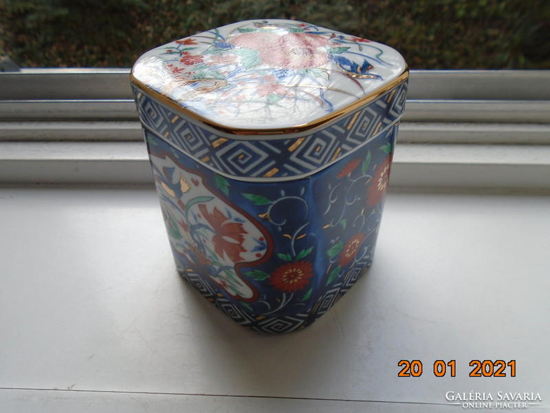 Imari style empress garden (=empress's garden) covered holder with bird flowers with protruding painting