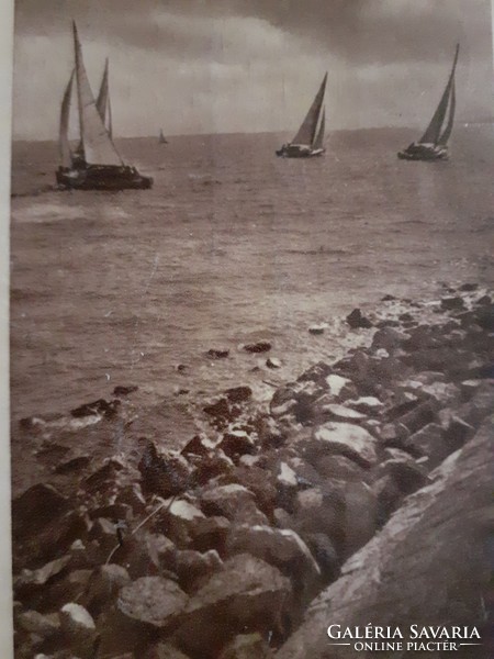 Old postcard of Balaton sailing ship