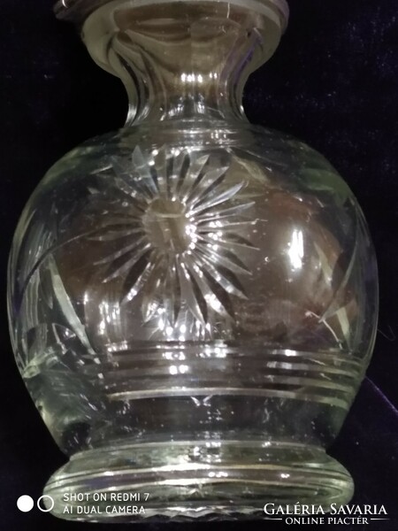 Antik ezüst (13lot. Bécs 1835) fedelű, metszett kristály cukorszóró.