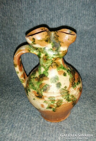Drip-glazed drinking jar with rattle 16 cm high (14/d)