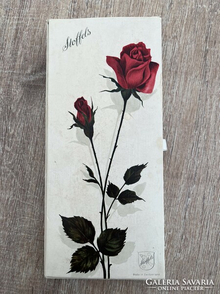 Régi rózsás papírdoboz sál tartó doboz