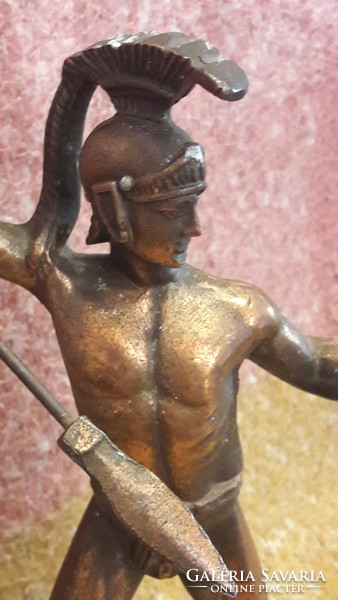 Antik görög katona szobor, fém szobor (M3190)
