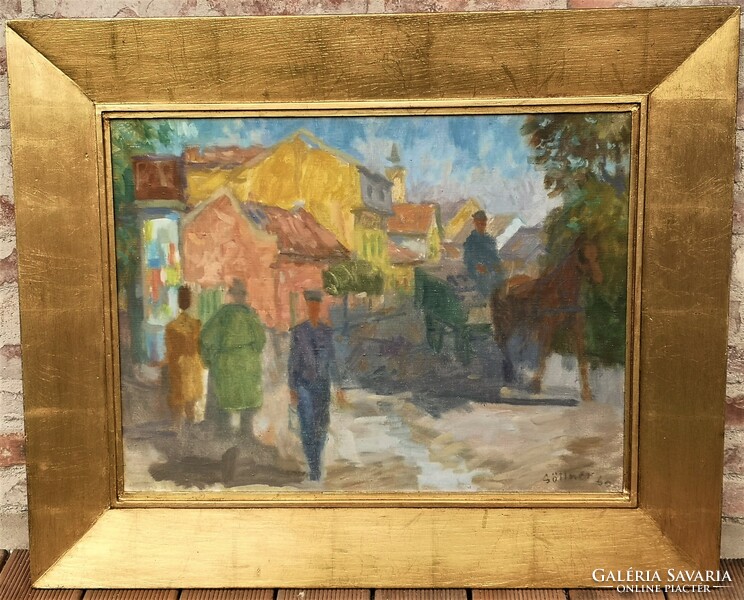 Göllner Miklós (1902 - 1977) Szentendre c. festménye Eredeti Garanciával!
