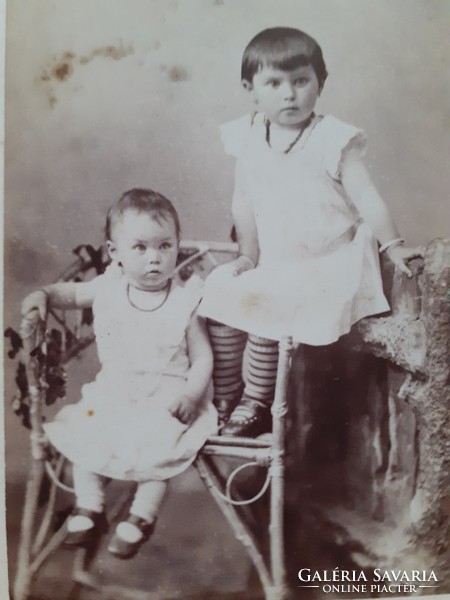 Antique child photo of black photographer in Oradea old studio photo