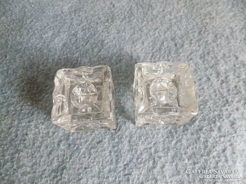 Retro üveg kocka gyertyatartó párban 5*5*5 cm (12/d)