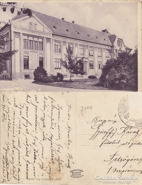 Magyaróvár m. Kir new economic academy 1931. There is a post office!