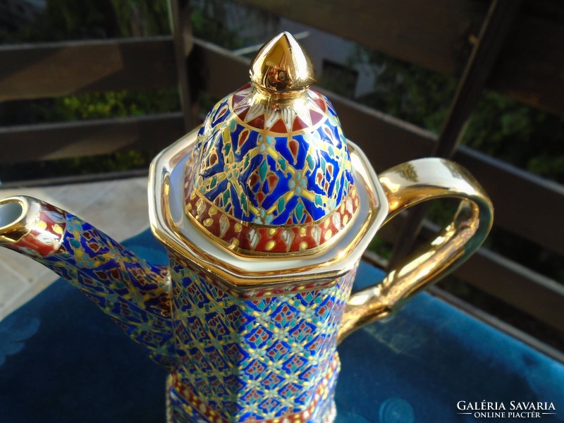BENJARONG dombor színes zománc és arany díszítéssel tea kiöntő 27 cm