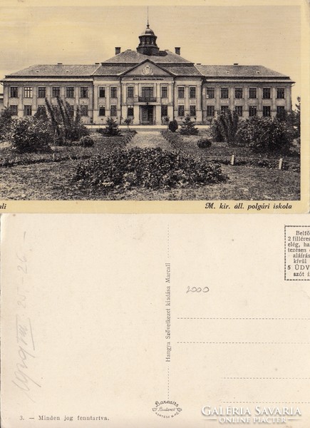 Marcali m.Kir. Civil school about 1940. There is a post office!