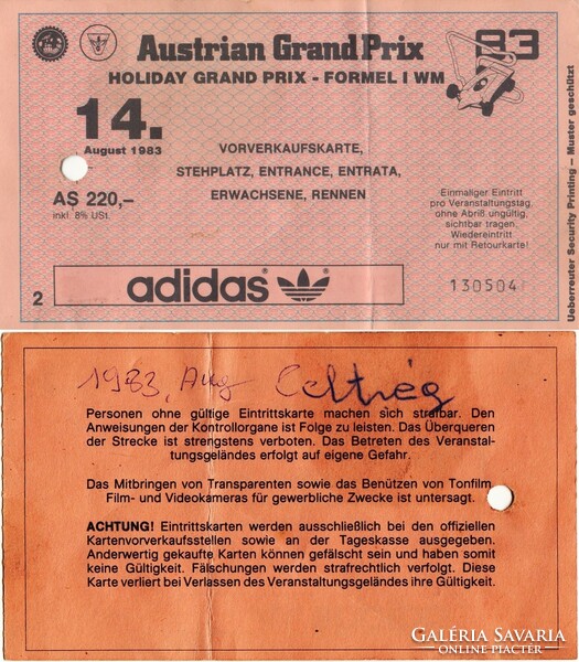 Forma 1 belépő 1983 Ausztria 130504    .Posta van !