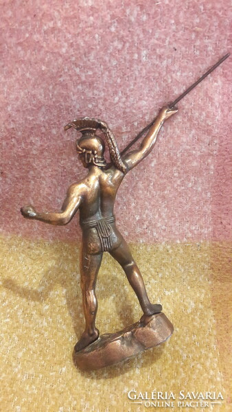 Antique Greek soldier statue, metal statue (m3190)