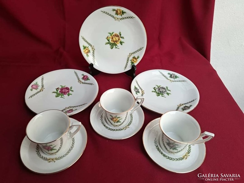Beautiful German rose trio tea cup set with a fabulous rose pattern collector's piece of nostalgia