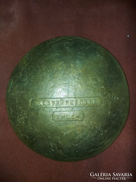 MB szignós bronz dombormű, 13 cm, 1,2 kg, "Nagybörzsönyi emlék"