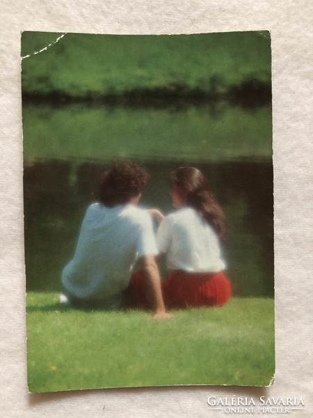 Old, romantic postcard - postal clean -2.