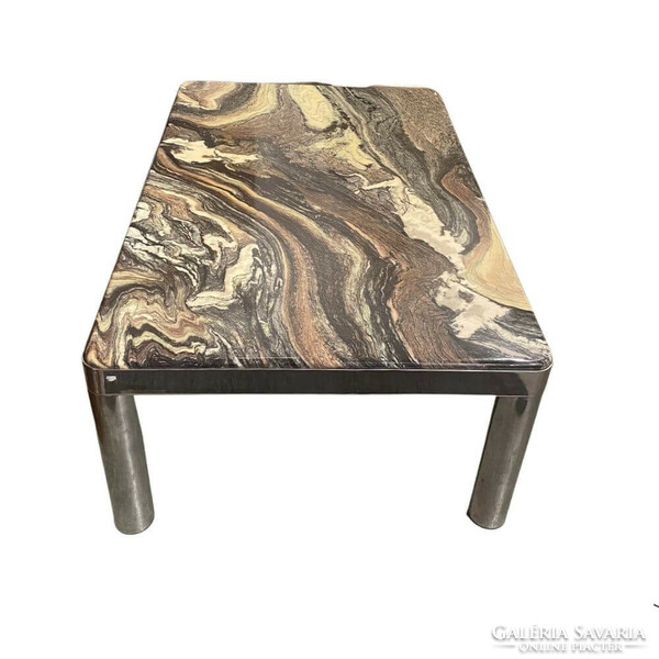 Chrome and marble coffee table- b357