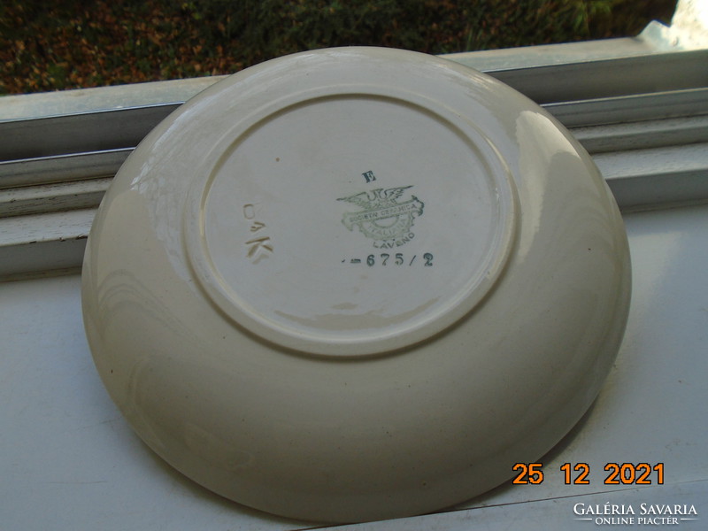 Antique Italian Laveno ceramic faience breakfast set with oriental pagoda and rich flower pattern
