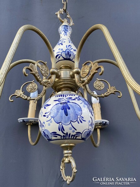 Delft onion pattern majolica, majolica chandelier.