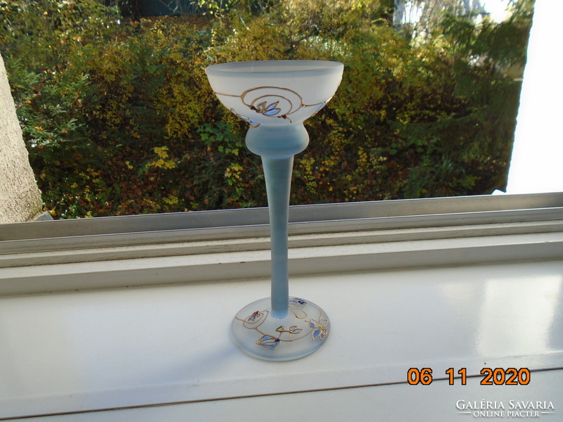 Enamel gold stylized violet pattern in modern artistic opal glass decorative cup