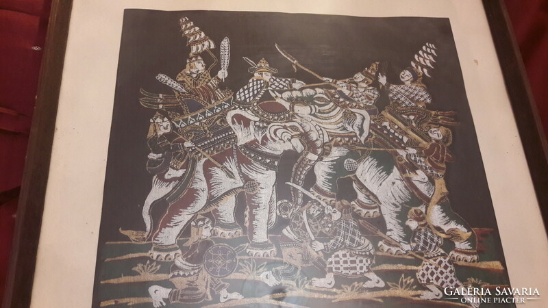 Indian battle scene silk painting (l3208)