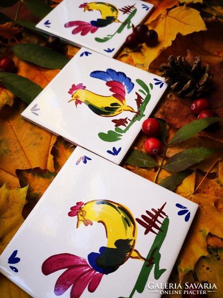 Italian rooster tiles 3 pcs.