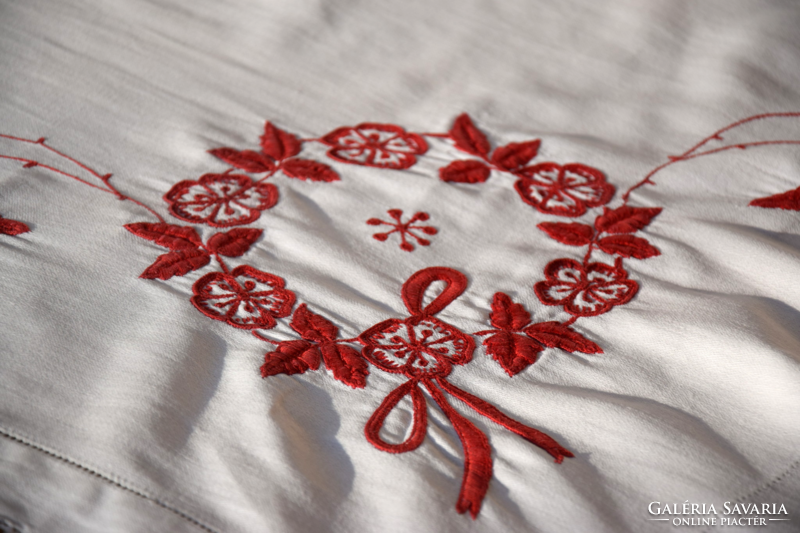 Old Antique Hand Embroidered Crochet Dresser Tablecloth Tablecloth Stained Glass Curtain 118 x 63