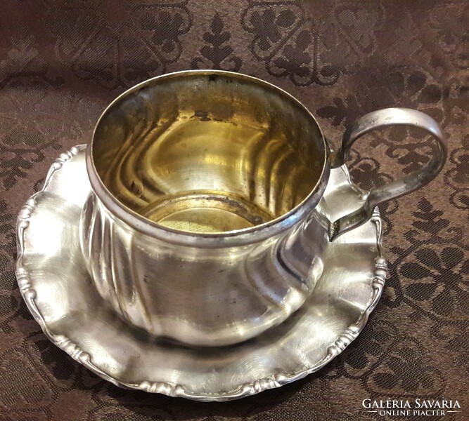 Old silver-plated cup with plate (m3278)
