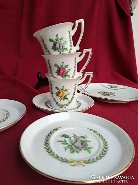 Beautiful German rose trio tea cup set with a fabulous rose pattern collector's piece of nostalgia