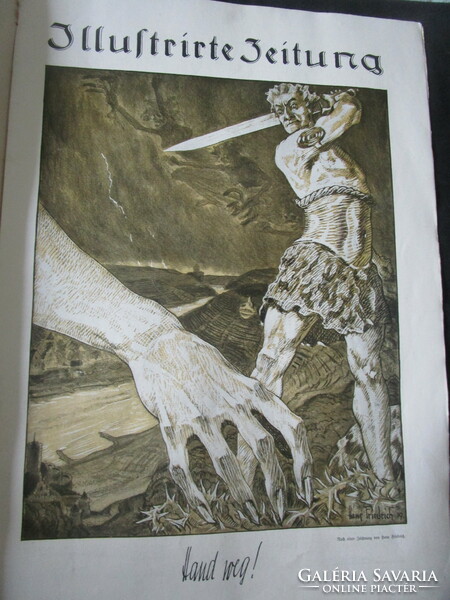 1919 Large picture magazine illustrierte zeitung Art Nouveau woodcut illustration and advertising content