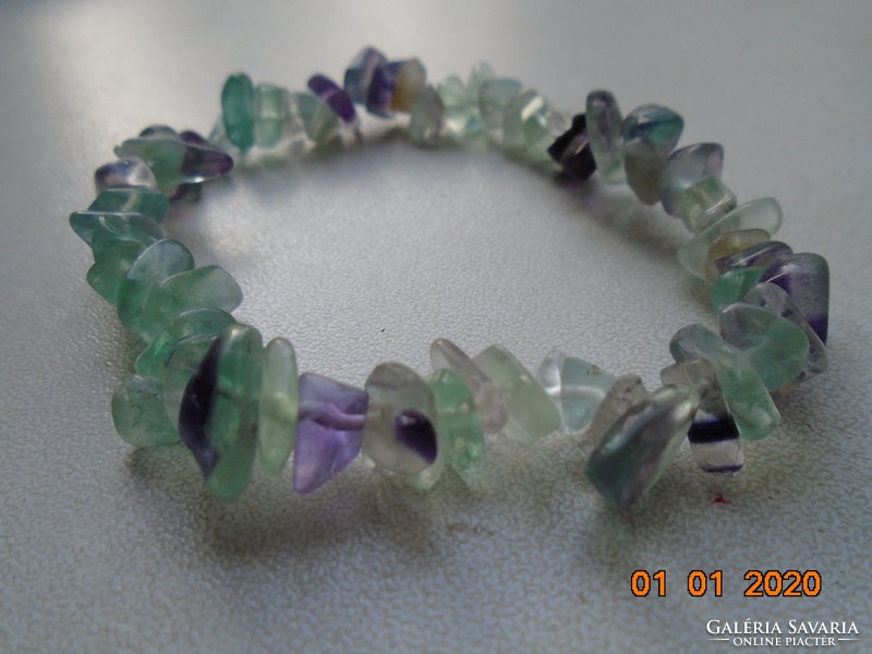Purple and green fluorite mineral bracelet