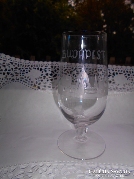 Budapest commemorative glass goblet-polished. Parliament with decoration