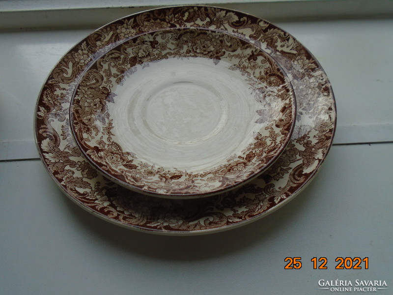 Antik olasz Laveno Ceramic fajansz reggeliző készlet Keleti Pagoda és gazdag virág mintával