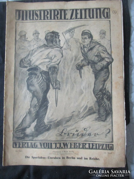 1919 NAGY KÉPES MAGAZIN ILLUSTRIERTE ZEITUNG SZECESSZIÓS FA METSZET ÁBRÁZOLÁS ÉS REKLÁM TARTALOM