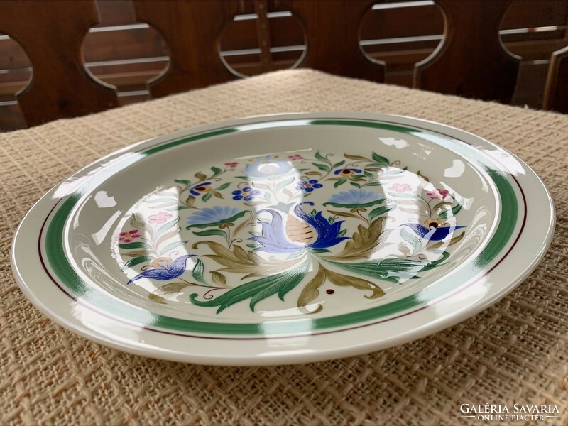 Hollóházi tányér, falra is akasztható falidísz, porcelán falitányér, 24 cm.