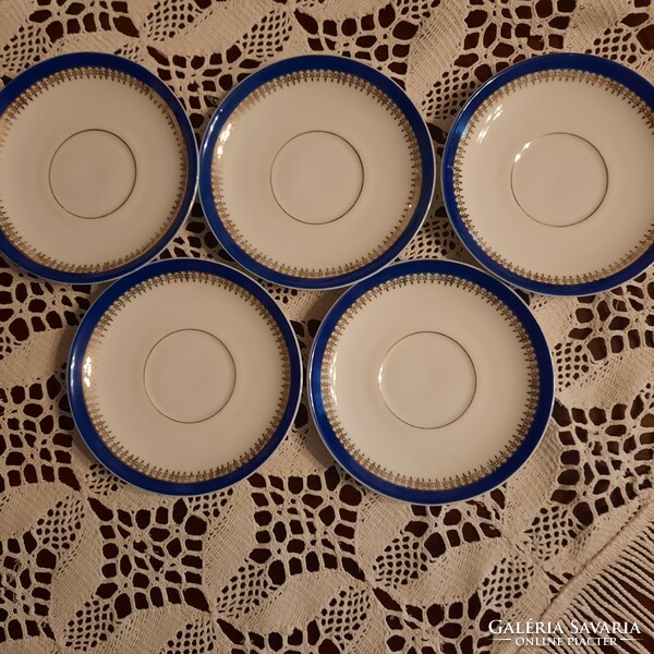 Mz altrohlau coffee set for 4 people + 1 spare saucer with blue-gold decoration