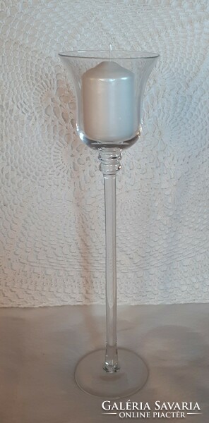 Tall, base glass candle holder, candle holder
