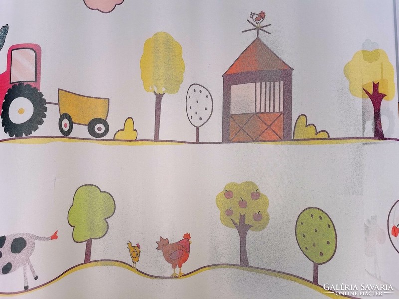 Children's curtains with a tractor-fairy tale pattern