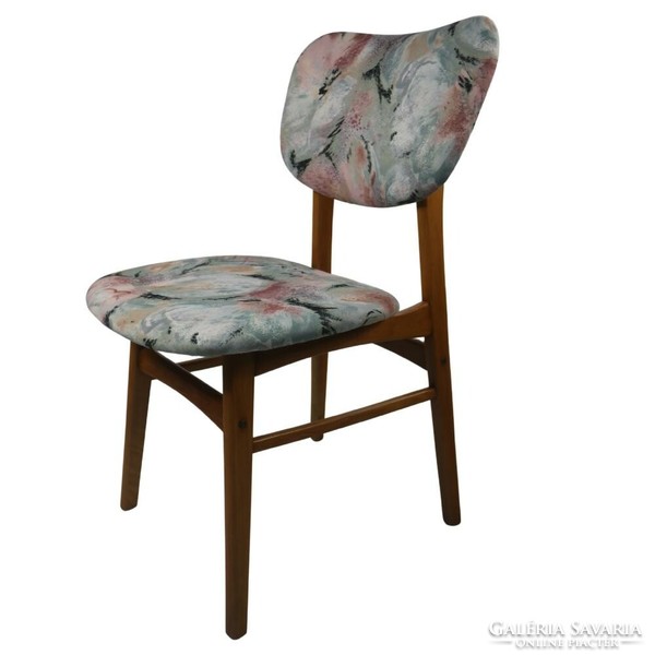 Refurbished retro solid wood velvet chair/dining chair pair