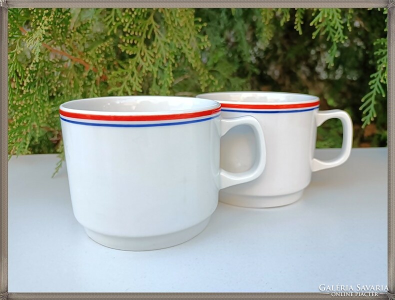 Zsolnay porcelain cups with a stripe pattern