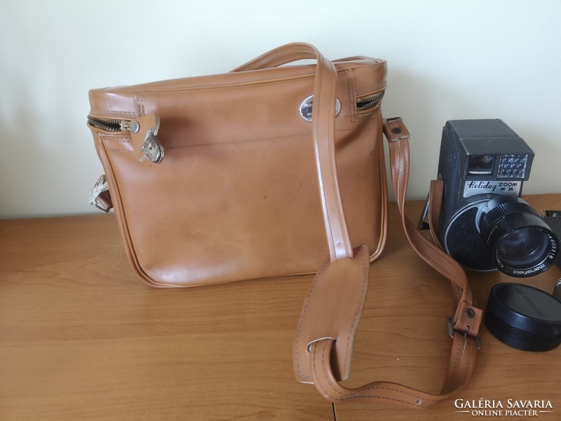 Mansfield Holiday Japán kamera bőr táskájával, használati útmutatóval