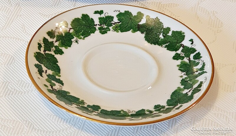 1 pcs. Tiny, hüttl tivadar, Aquincum porcelain plate. With grape leaf decoration.