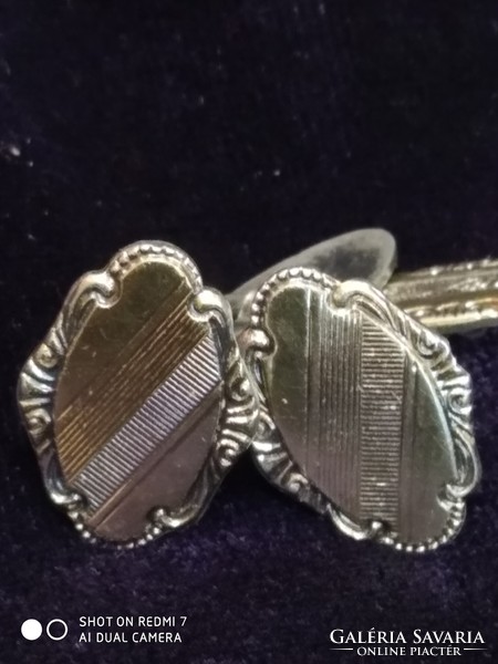 Pair of antique silver (800), gold-plated women's cuffs.