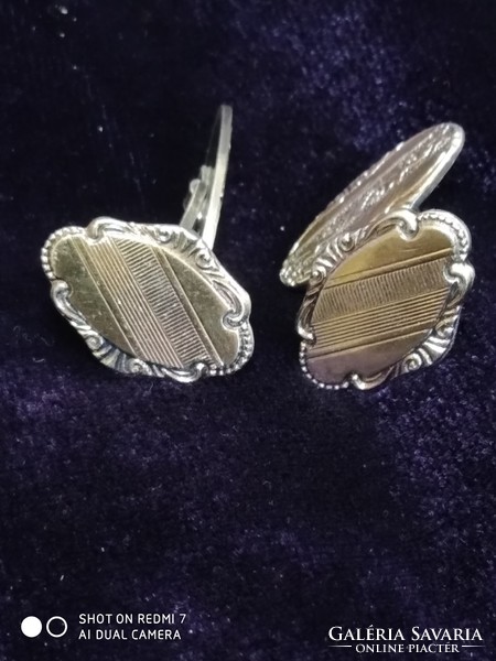 Pair of antique silver (800), gold-plated women's cuffs.