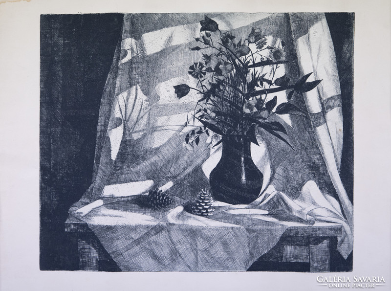 Modern still life - etching