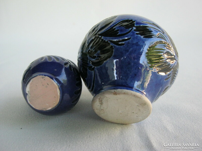 Kék mázas kerámia mini kancsó és váza