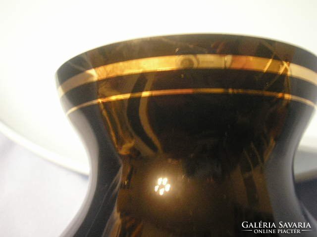 N11 Moser váza bordó lila vastag arany applikációval 25 cm hibátlan ritkaság