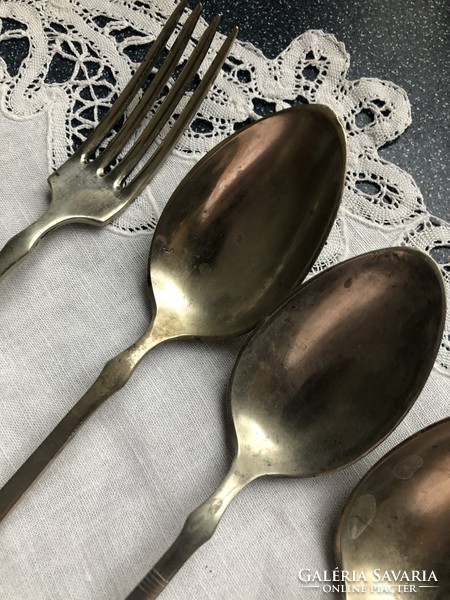 Large alpaca soup spoons - 6 pcs and 1 fork gift